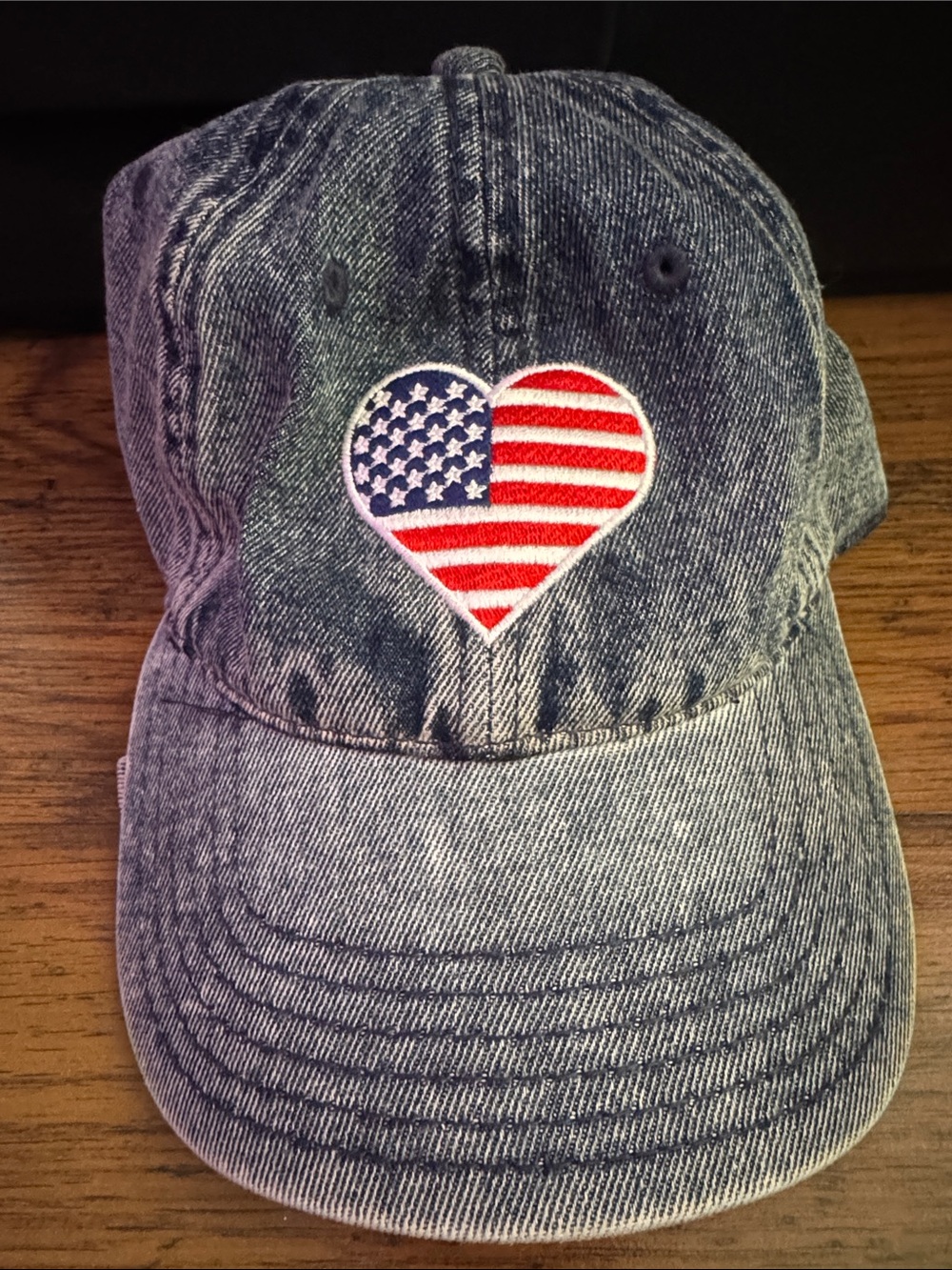 Denim Heart Flag Baseball Cap 44.T4